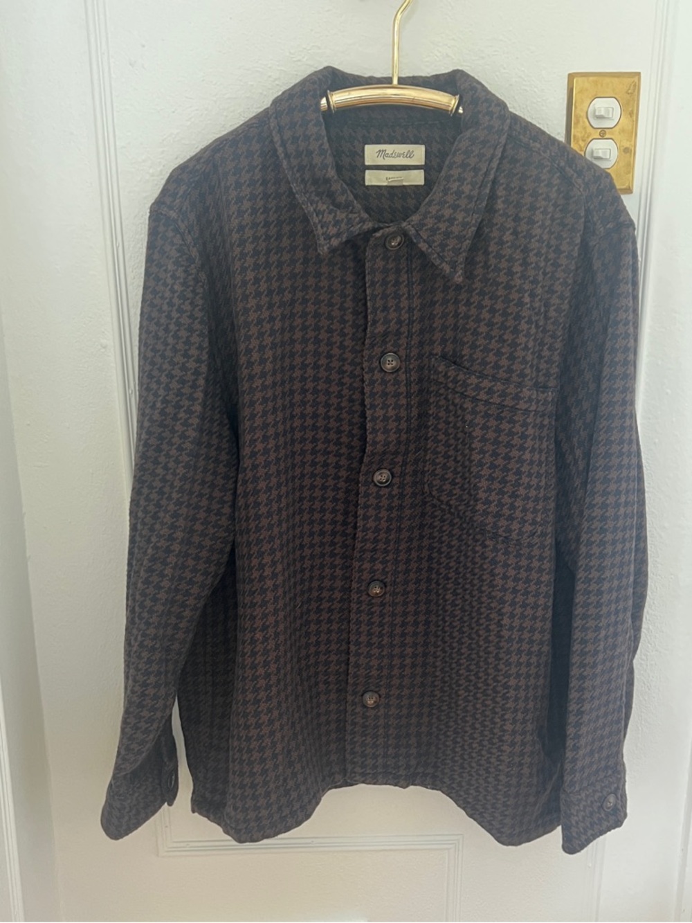 Madewell Brown & Black Houndstooth Shirt Jacket